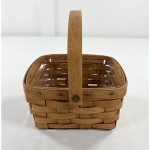 Vintage Longaberger 1990 Medium Berry Basket 7.25" Square Handwoven Swing Handle